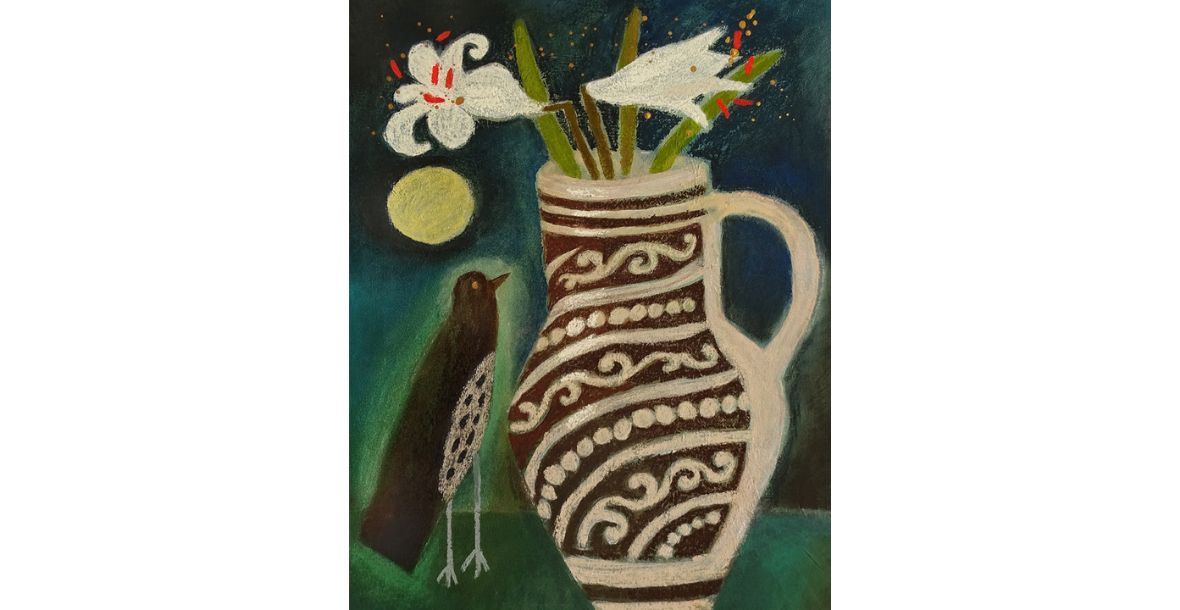 Jug with Lillies and Bird